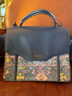 Aimee Kestenberg Navy Satchel with Multicolor Front Panel